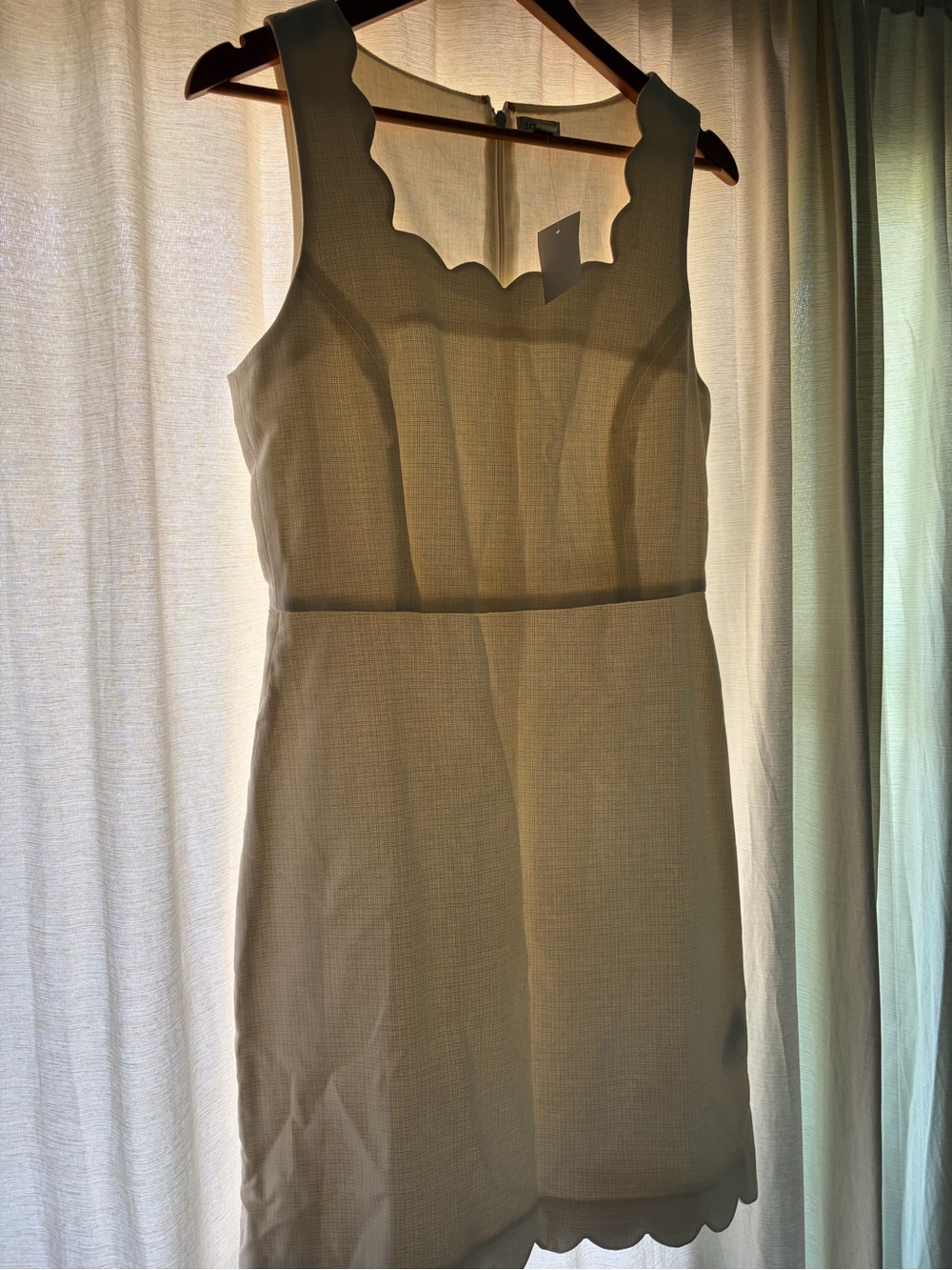 J Crew Sleeveless Cotton Scallop-Edge White Dress